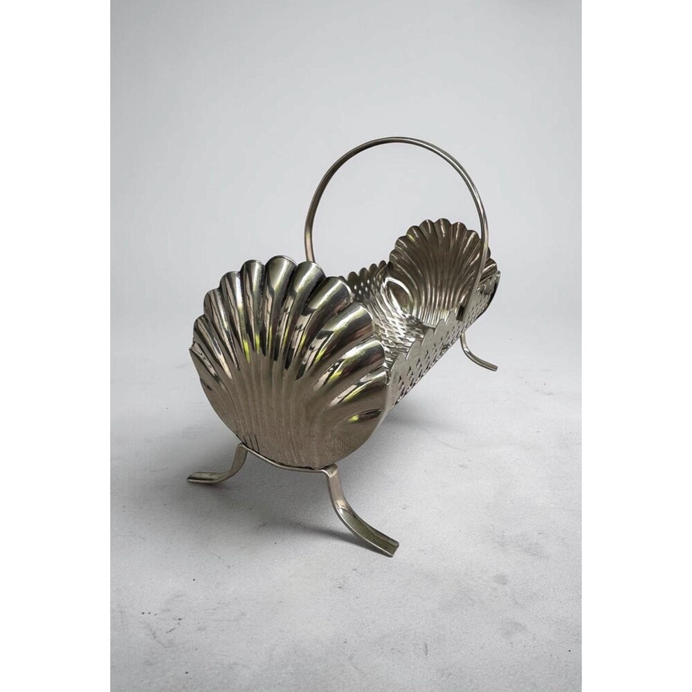 Vintage Leonard Silver Plate Pierced Biscuit Holder, Metal Cracker Cradle Basket